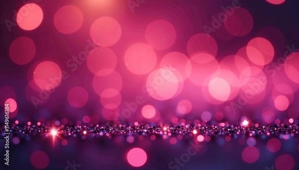 Fototapeta Glittery pink bokeh with defocused glittery sparks on a blurrier background, glittery pink bokeh, shimmering particles, defocused sparks