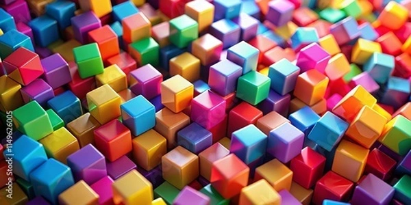 Fototapeta Colorful Cube Pile - Abstract Geometric Art