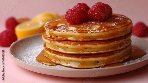 Fototapeta Pancakes for Breakfast on a Solid Background