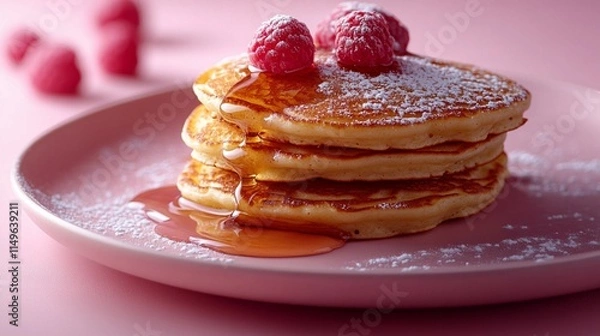 Fototapeta Pancakes for Breakfast on a Solid Background