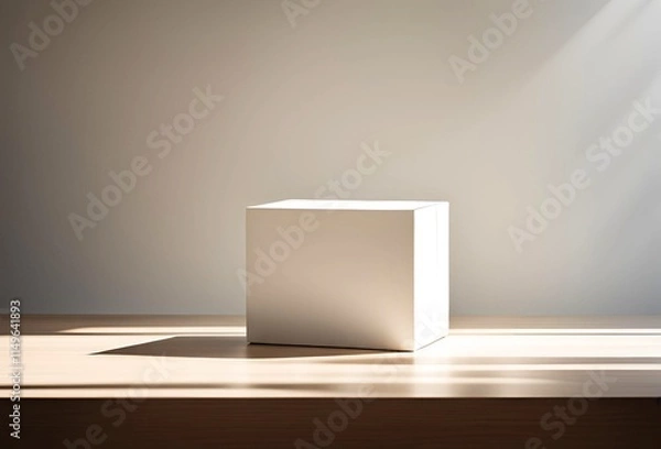 Fototapeta 明るい部屋にシンプルな白い箱