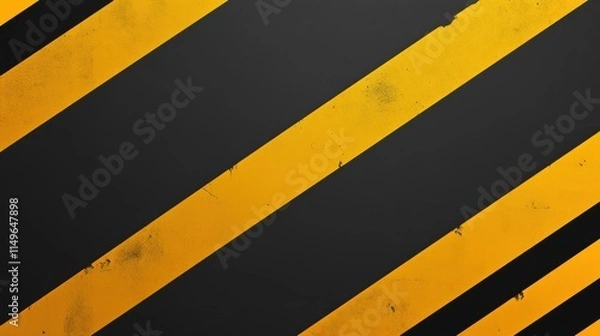 Fototapeta Yellow and black striped border design, minimalist style, blank white center, ideal for modern branding or graphic projects
