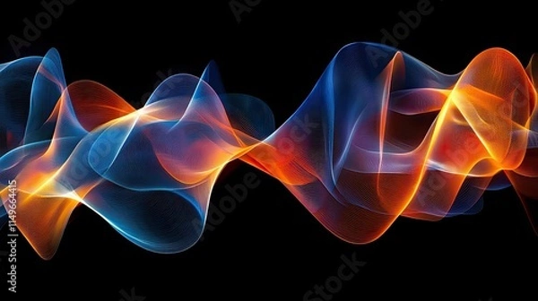 Fototapeta Vibrant Abstract Waves of Light in Orange and Blue Colors