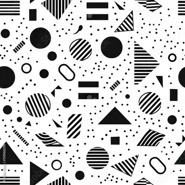 Fototapeta circle dot triangle element outline black and white seamless pattern graphic geometry abstract illustration picture
