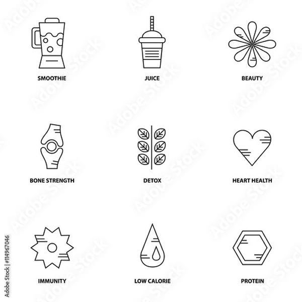 Obraz Juice therapy vector icon set 