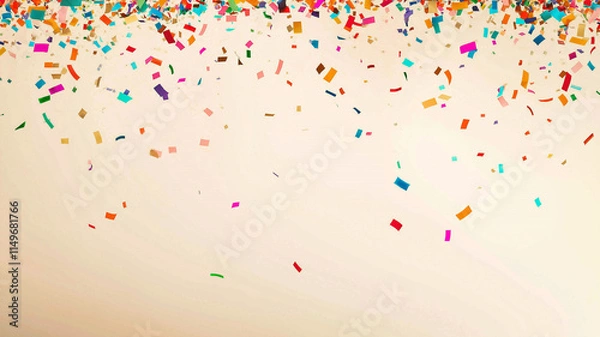 Fototapeta rainbow-colored confetti falling from the top - Party Background