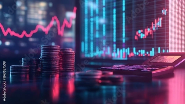 Obraz The Coins and Market Trends