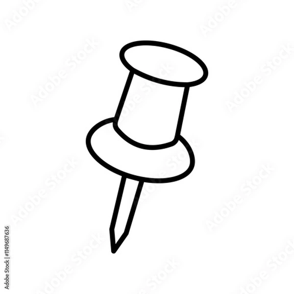 Fototapeta push pin icon, simple flat style, illustration, logo sign symbol pictogram template, for ui or ux isolated on white for mobile app, editable