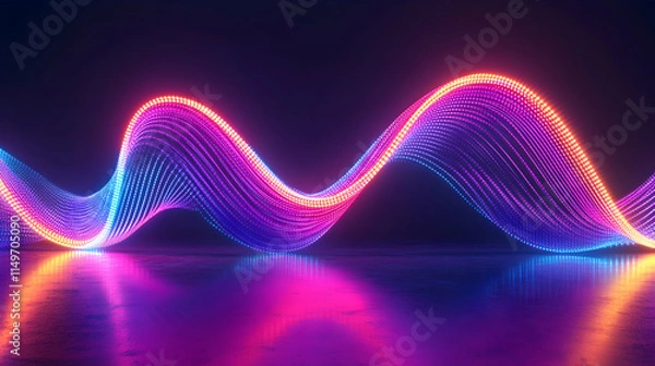 Obraz 3D abstract background with dynamic, twisting ribbons of light, glowing neon hues of pink, purple, and blue, creating a futuristic, flowing atmosphere