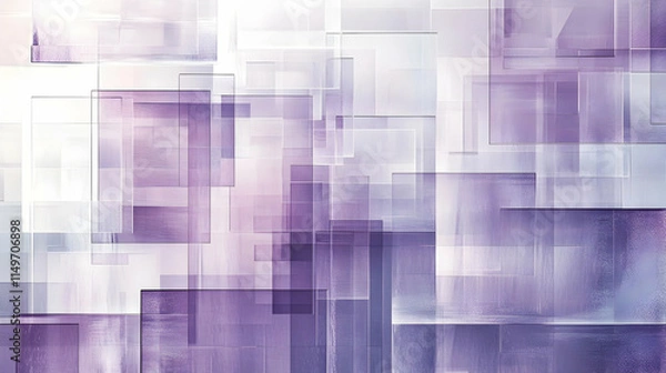 Obraz 3D-inspired abstract background with overlapping translucent layers, illuminated with soft lighting, in shades of purple, silver, and white, for a modern and sophisticated vibe