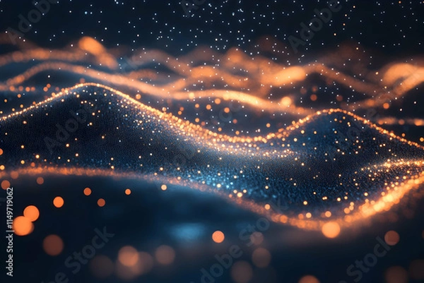 Obraz Abstract energy flow with glowing lines and sparks, creating a sense of movement and vitality, ideal for modern digital or scientific concepts