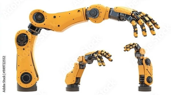 Obraz Advanced Robotic Arm Designs:  Yellow and Black Industrial Automation