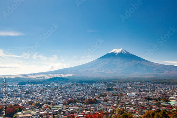 Fototapeta Aerial view of mt.Fuji, Fujiyoshida, Japan