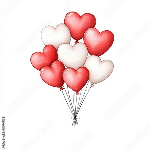 Fototapeta Colorful heart shaped balloons create joyful and romantic atmosphere, perfect for celebrations