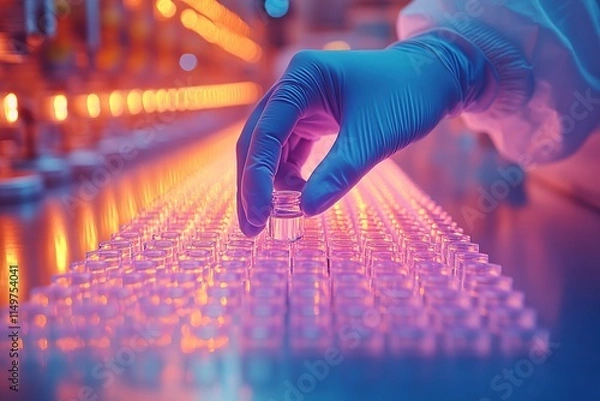 Fototapeta Scientist in Protective Gear Handling Samples in a Pharmaceutical Lab