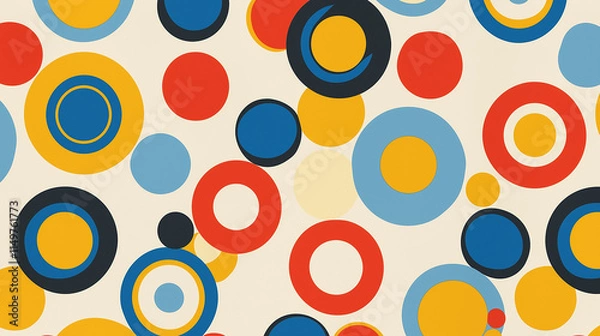 Fototapeta Abstract Colorful Circles Retro Pattern Design Background Texture Generative Ai.