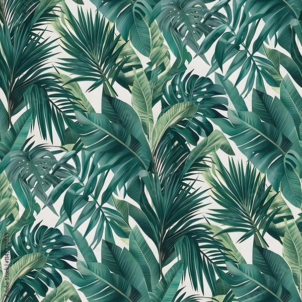 Fototapeta Background, Pattern With Exotic Tropical Palm Leaves Monstera On White