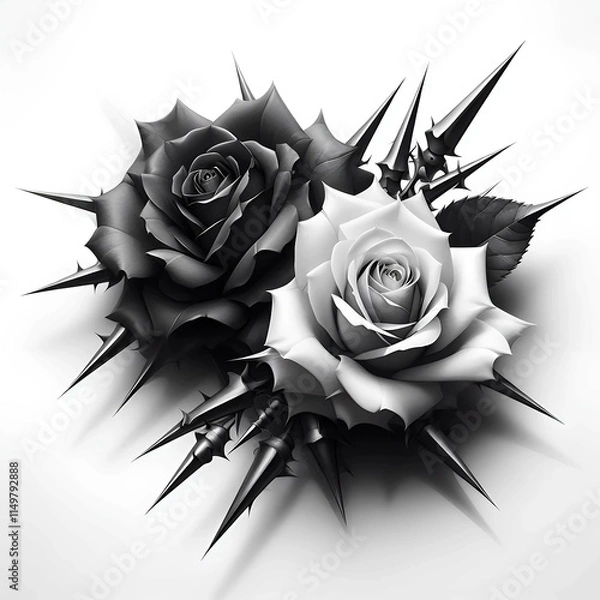 Obraz white and black rose