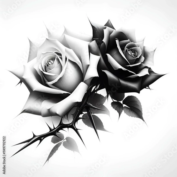 Obraz black and white rose
