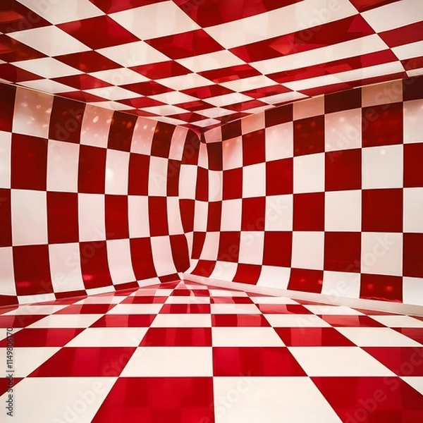 Obraz White And Red Checkered Pattern