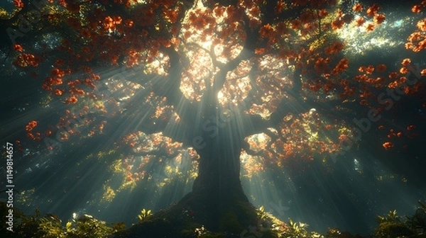 Obraz Sunbeams Through Blossoming Tree