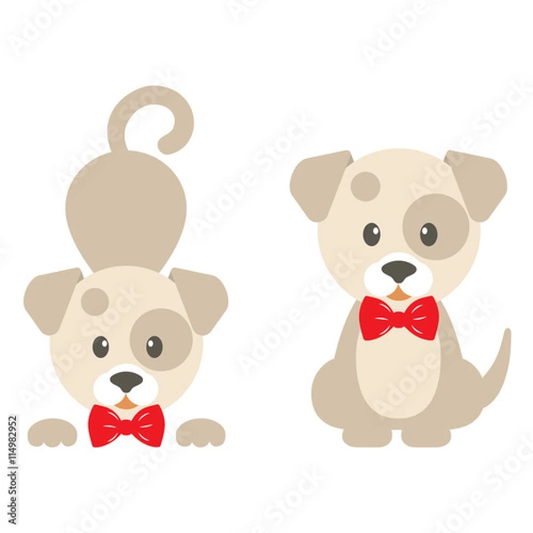 Fototapeta cartoon dog with tie vector set