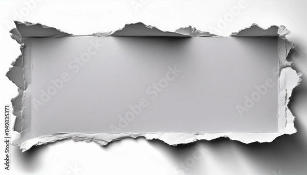Obraz Rectangular sheet of paper torn into pieces isolated white background - Old paper with burnt edges