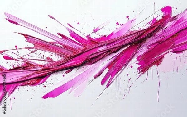 Obraz Sharp magenta paint streaks slicing mid-air with vivid energy on a pure white backdrop