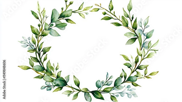Fototapeta Circular ficus benjamina leaves in green shade, weeping fig in border, white background, clipping path
green leaves glued together into a single circle
