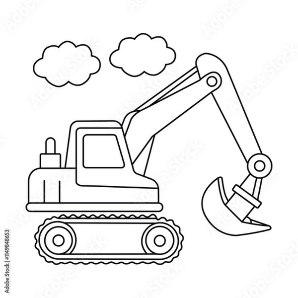 Fototapeta excavator coloring page for Kids a cute Vector illustration hand drawn line artwork 