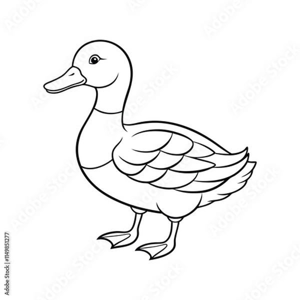 Fototapeta illustration of a duck line artwork Minimal kids friendly duck coloring page