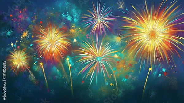 Fototapeta Fireworks Painting in New Years Eve