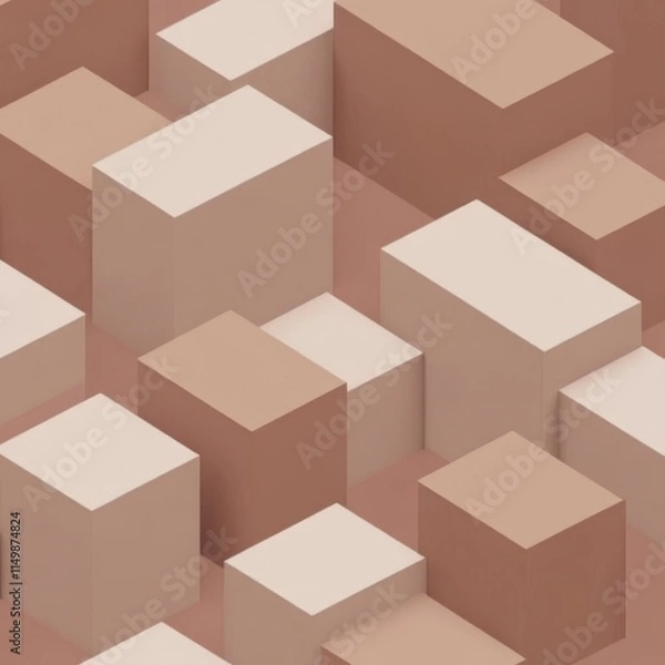 Fototapeta PANTONE 17-1230 Mocha Mousse Minimalist 3D Pattern Wallpaper Design Background