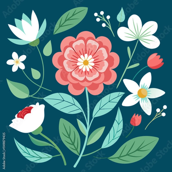 Fototapeta seamless pattern with flowers