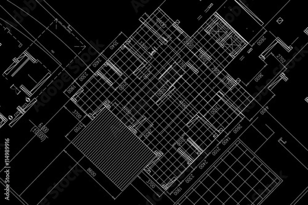 Fototapeta Architectural background, architectural plan, construction drawing