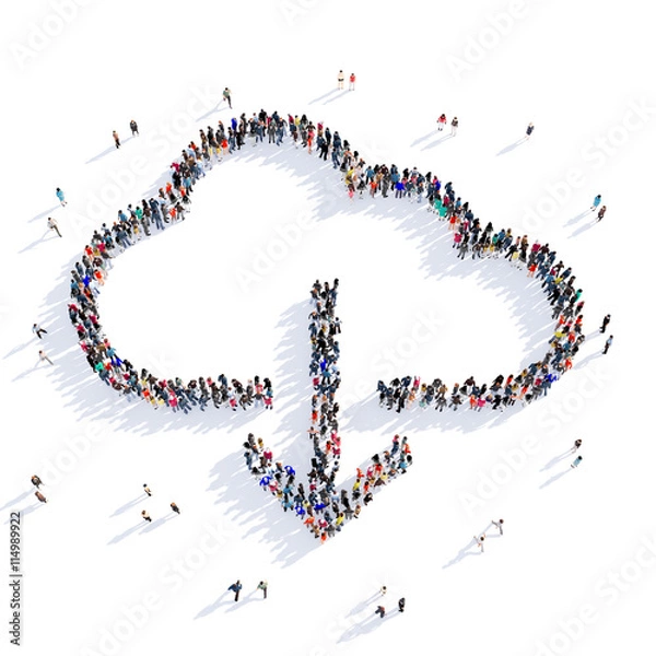 Fototapeta people downloading cloud 3d