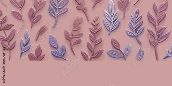 Fototapeta Minimalist Botanical Pattern with Soft Pastel and PANTONE 17-1230 Mocha Mousse Tones