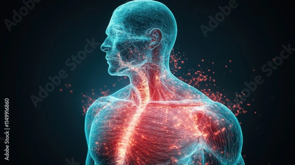 Fototapeta Joints of the body, A detailed illustration of a shoulder joint experiencing stress, suitable for educational and medical use.