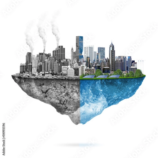 Fototapeta Green ecology vs. pollution