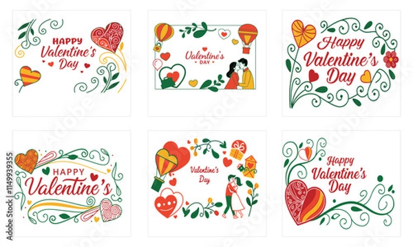 Fototapeta Typography Happy Valentin's day design set.eps et, label, holiday, lettering, typography, symbol, type, sign, calligraphy, poster, heart, valentine, design, romantic, happy, greeting