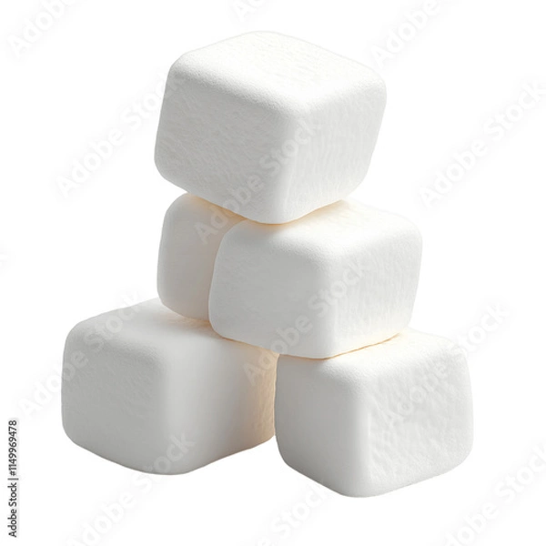 Fototapeta 3D Render of Marshmallow on Transparent Background, Full Depth of Field