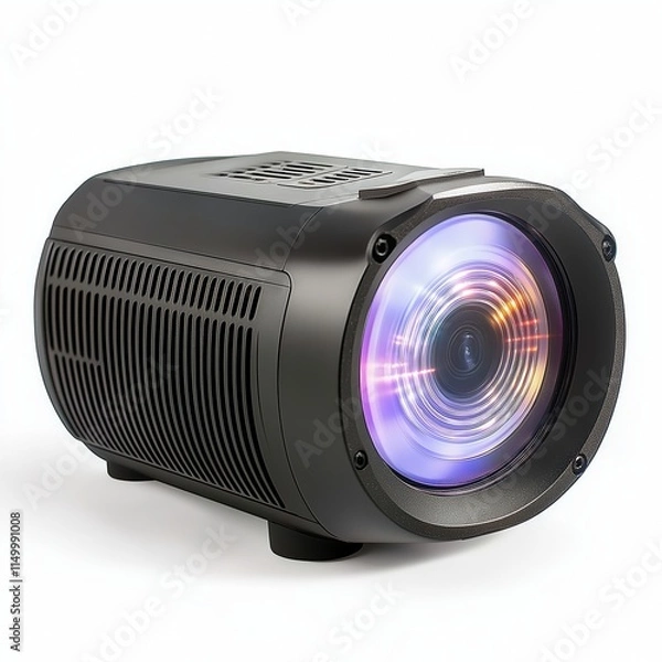 Fototapeta Voice-Activated Outdoor Projector with Adjustable Brightness , isolated on a white background , High quality , No blur