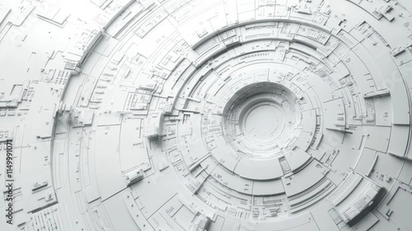 Fototapeta Grey and white abstract technology background