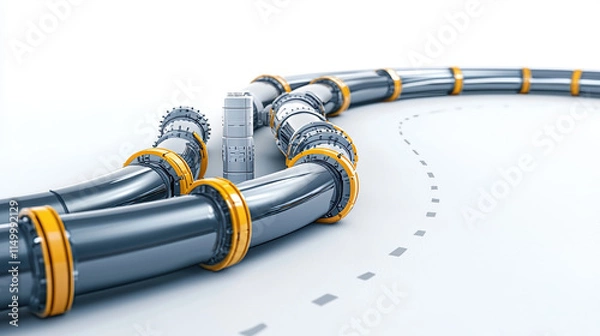 Fototapeta futuristic minimalist representation of petrochemical pipelines and storage