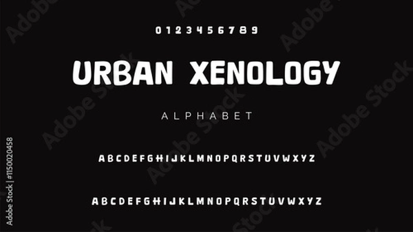 Fototapeta Cartoon audacious alphabet, playful uneven letters, bold geometric graffiti font for kid toy logo, youthful lettering, joyful headlines, and comic book typography. Vector typeset.