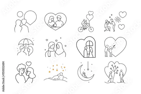 Fototapeta Romantic Valentine Couple Sketches - Vector Bundle