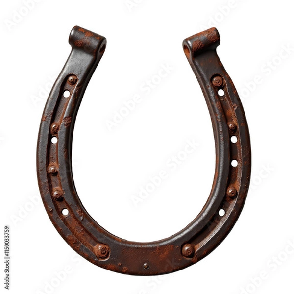 Obraz Old rusted horseshoe on black background