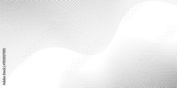 Fototapeta Monochrome gradient halftone dots background. Vector illustration. Abstract small grunge dots on white background