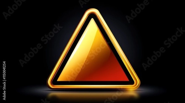 Fototapeta Golden Triangle Warning Sign  Hazard Symbol  Alert Icon