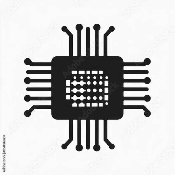 Fototapeta Microchip illustration depicting digital technology processing